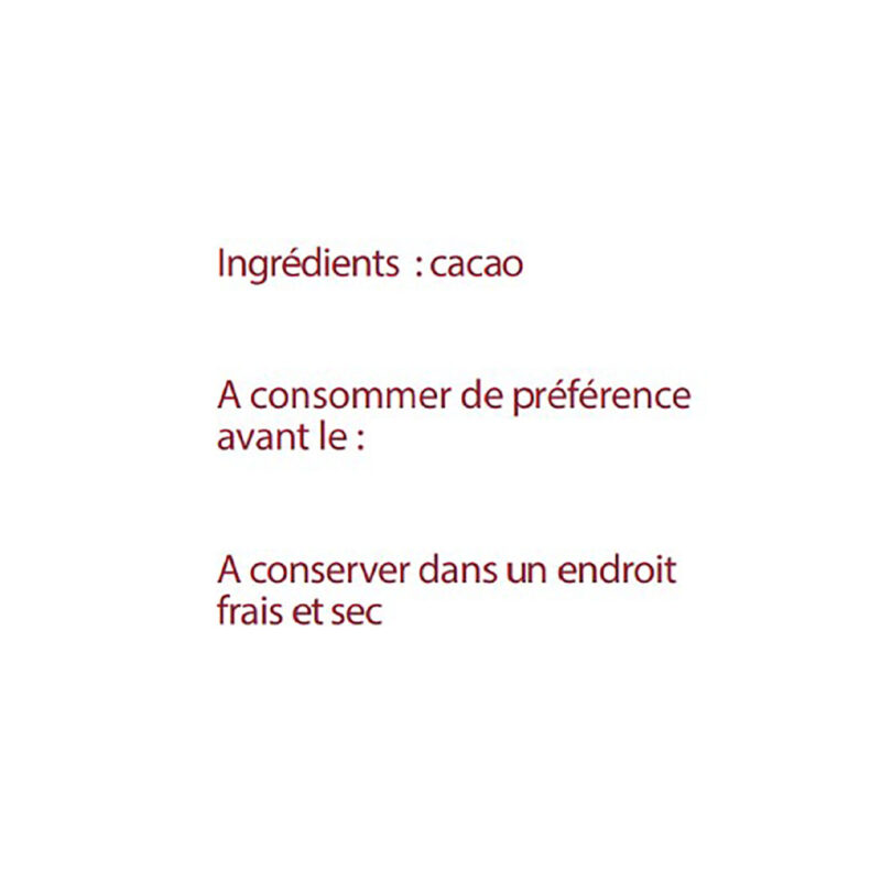 Cocass 100% cacao Afrique ingrédients