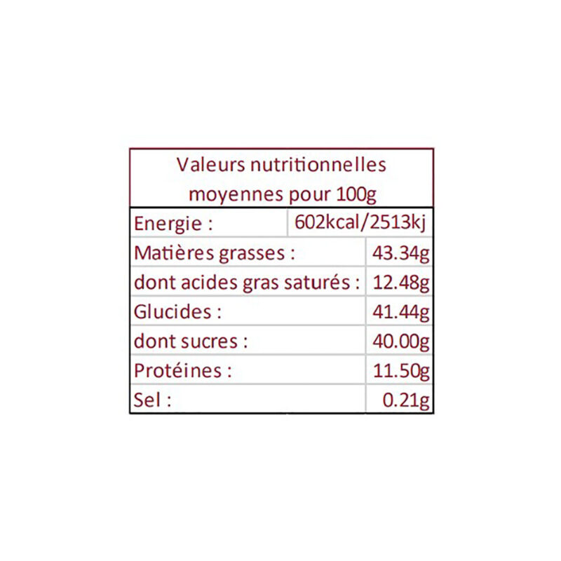 Cocass chocolat lait Madagascar valeurs nutri