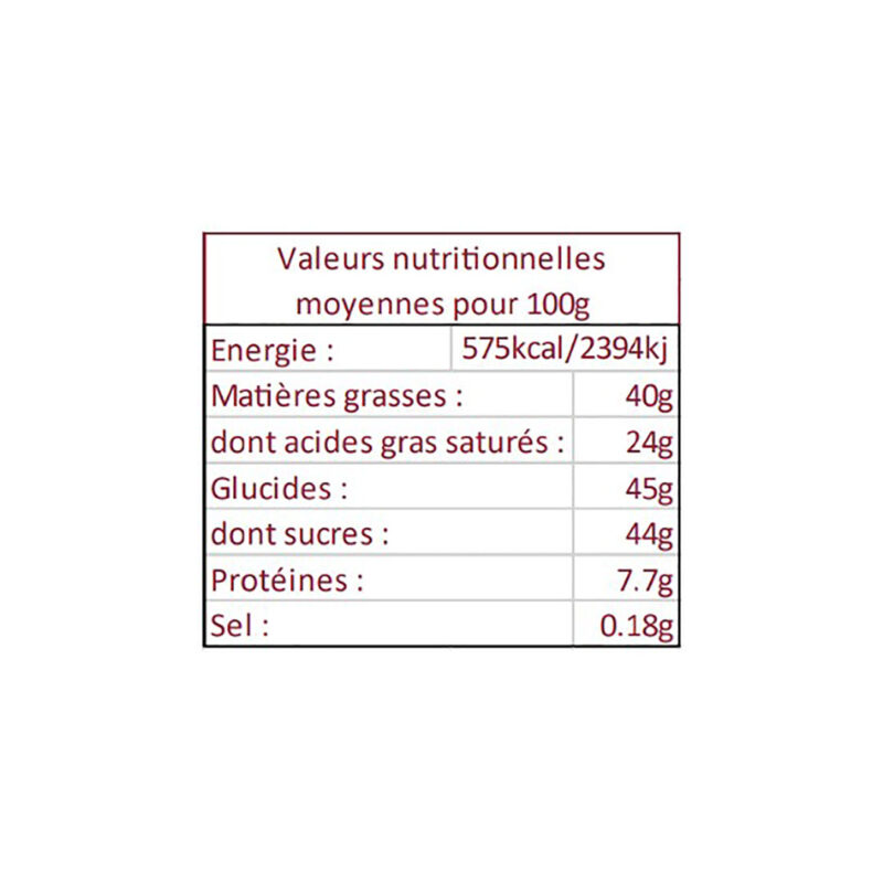 Cocass chocolat lait Vénézuela valeurs nutri
