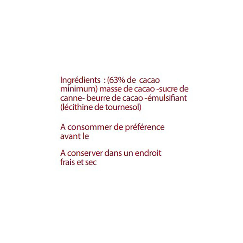 Cocass chocolat noir Madagascar 63% ingrédients