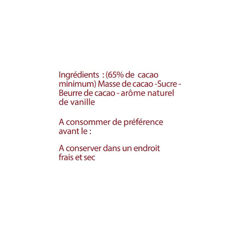 Cocass chocolat noir Pérou ingrédients