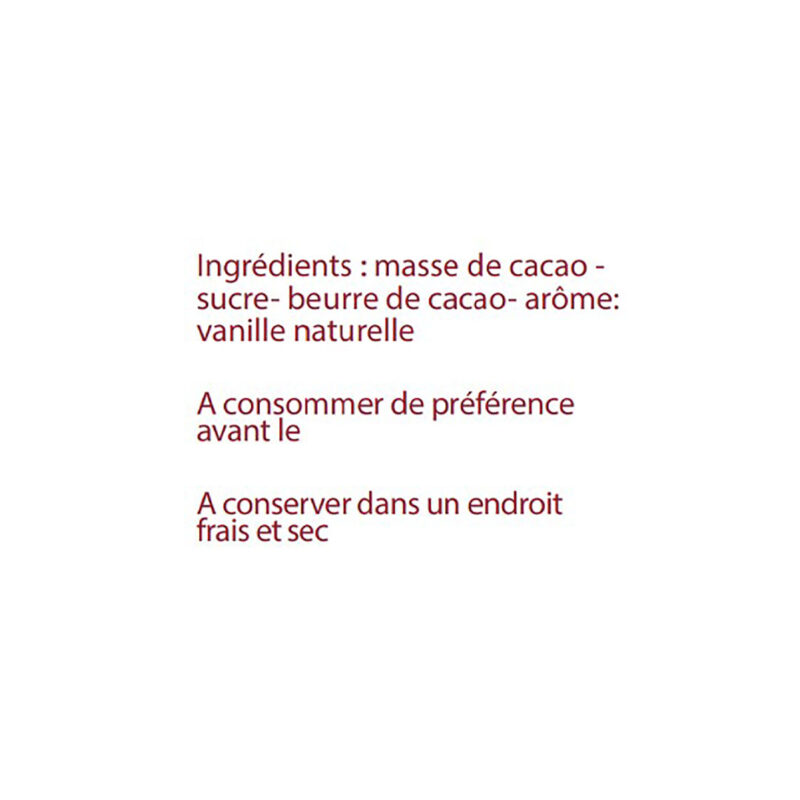 Cocass chocolat noir Vietnam ingrédients