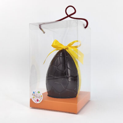 Grand oeuf écailles en chocolat noir 18 cm avec friture