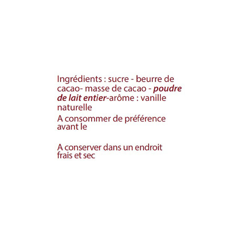 Cocass chocolat noir Amazonie ingrédients