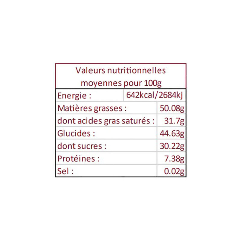 Cocass chocolat noir Amazonie valeurs nutri