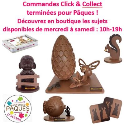 Sujets de Pâques Chocolaterie Cocass à découvrir en boutique