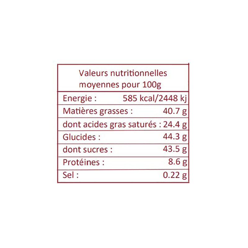 Cocass chocolat lait Cameroun valeurs nutri