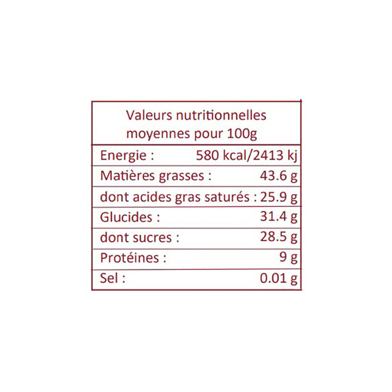 Cocass chocolat noir Cameroun valeurs nutri