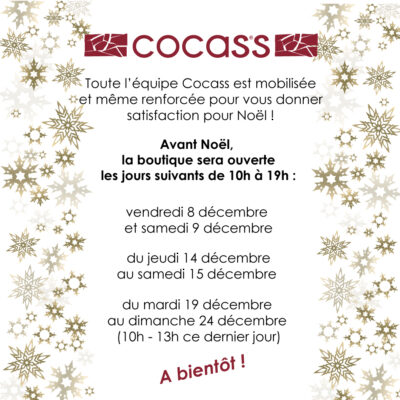 Ouvertures supplémentaires pour Noël !