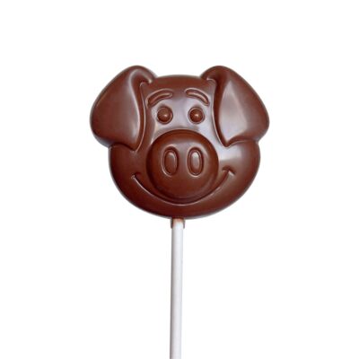 Sucette Cochon en chocolat au lait