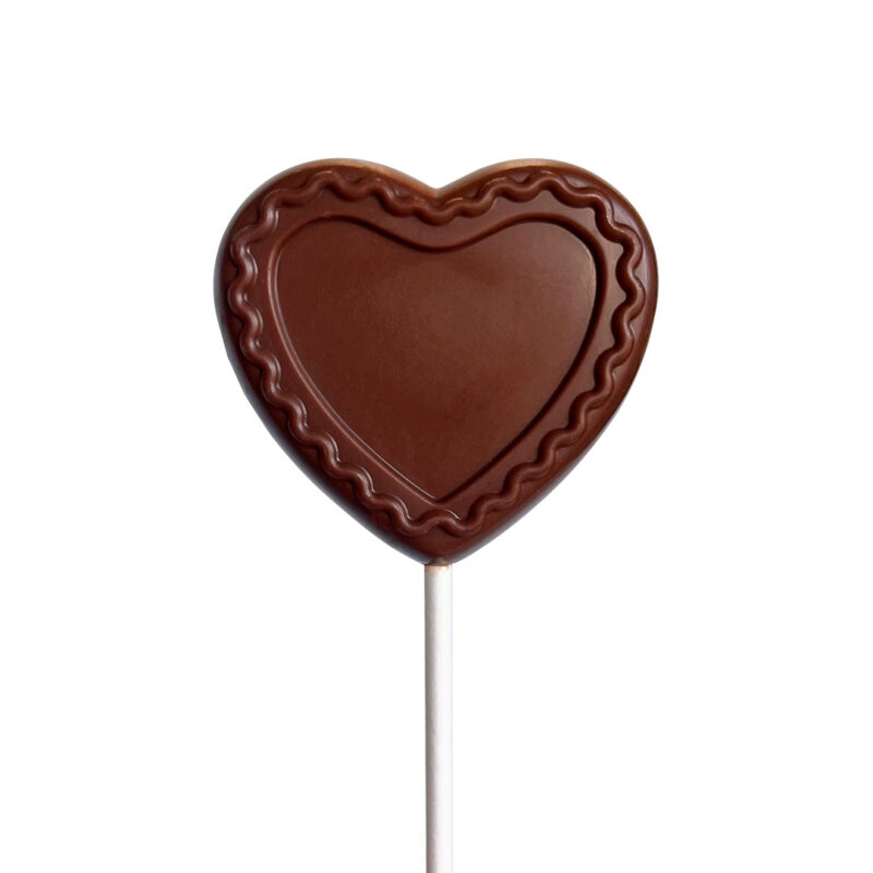 Sucette Coeur en chocolat au lait