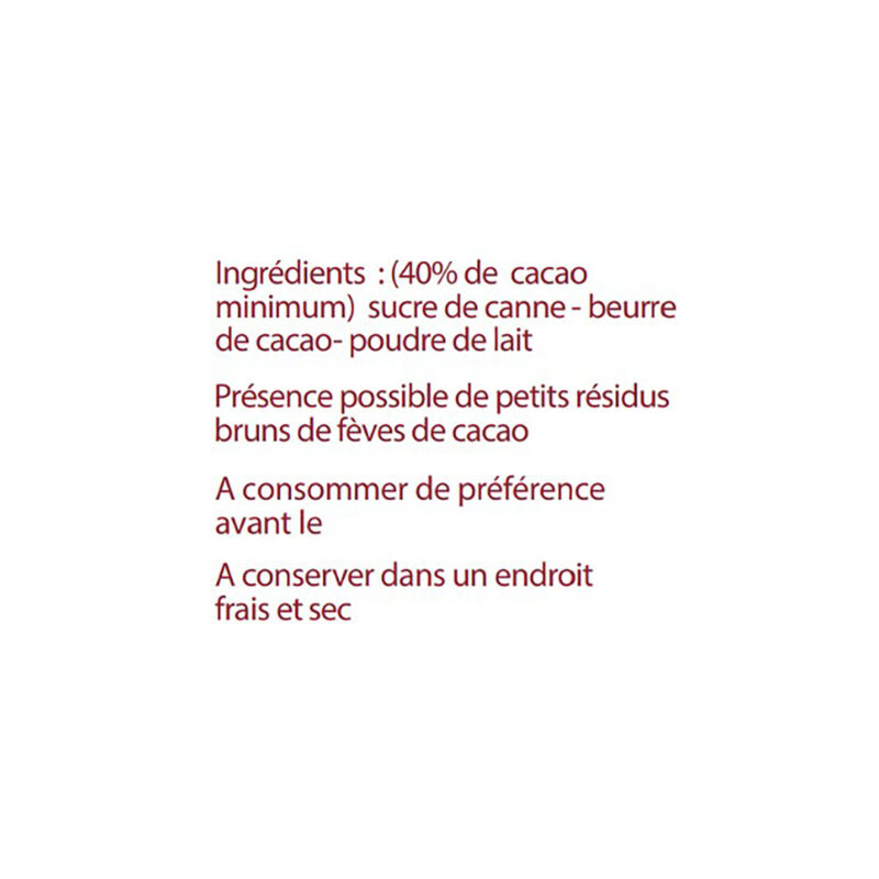 Cocass chocolat blanc Mayan Red ingrédients