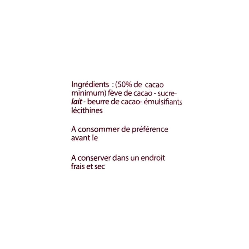 Cocass chocolat lait Martinique ingrédients